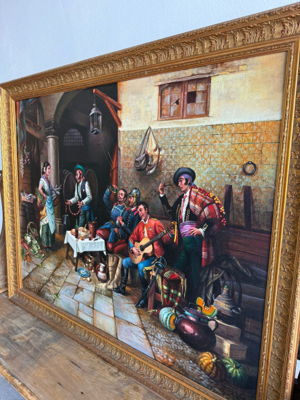 Fantástica pintura costumbrista del afamado pintor JOLOGA (Jerez)  año 1990.