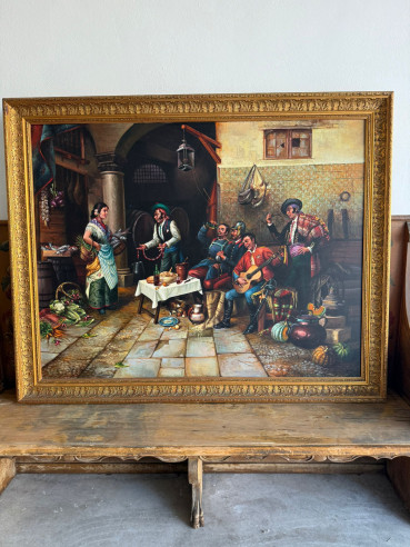 Fantástica pintura costumbrista del afamado...