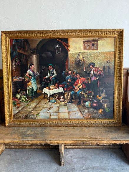 Fantástica pintura costumbrista del afamado pintor JOLOGA (Jerez)  año 1990.