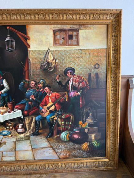 Fantástica pintura costumbrista del afamado pintor JOLOGA (Jerez)  año 1990.
