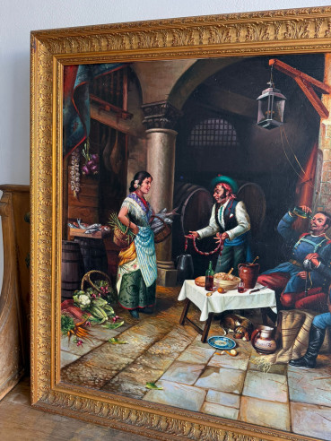 Fantástica pintura costumbrista del afamado...