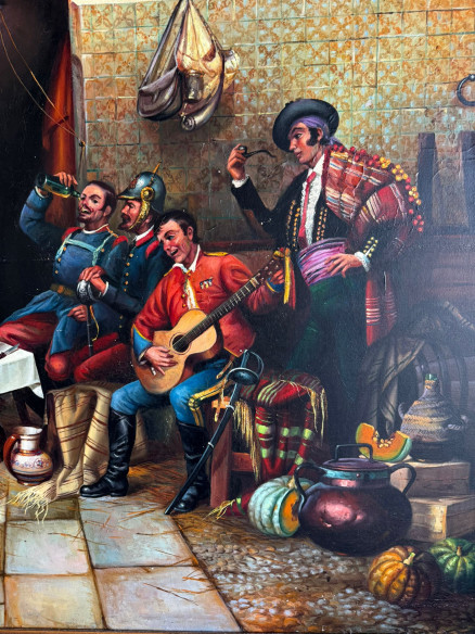 Fantástica pintura costumbrista del afamado pintor JOLOGA (Jerez)  año 1990.
