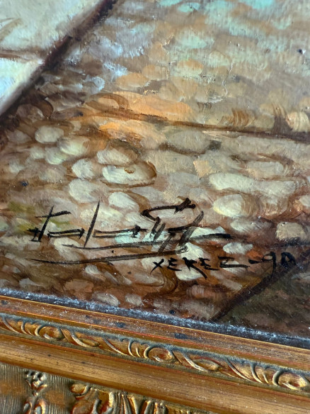 Fantástica pintura costumbrista del afamado pintor JOLOGA (Jerez)  año 1990.