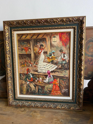 Escena flamenca costumbrista del afamado pintor madrileño López Canito.