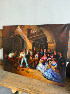 Colorido óleo flamenco estilo goyesco del pintor Jerezano...