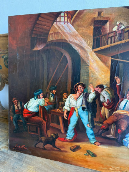 Colorido óleo flamenco estilo goyesco del pintor Jerezano (Jologa).
