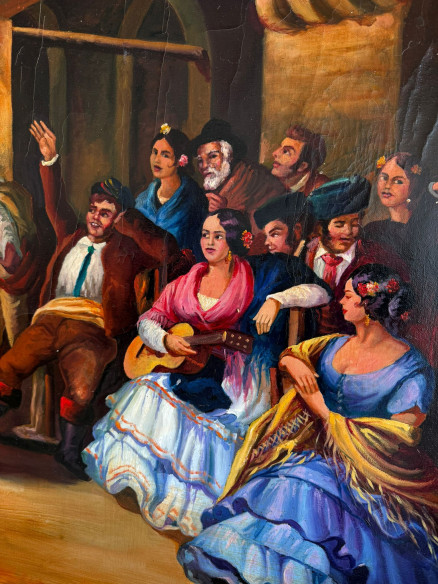 Colorido óleo flamenco estilo goyesco del pintor Jerezano (Jologa).