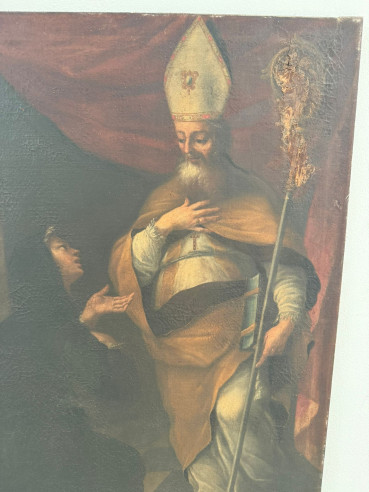 San Paulino de Nola, abajo dice en latín: San Paulino de Nola Obispo rescatado.