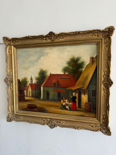 Pintura estilo holandesa firmada (Daumier).