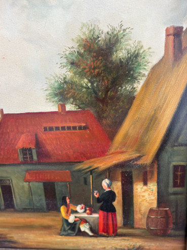 Pintura estilo holandesa firmada (Daumier).