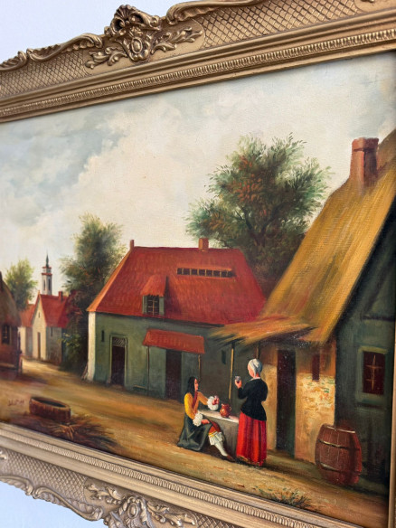 Pintura estilo holandesa firmada (Daumier).