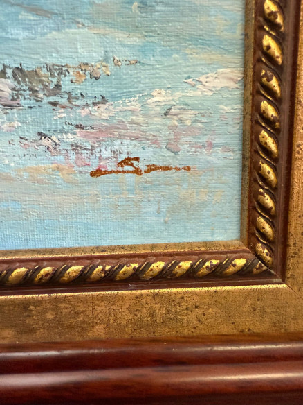 Dama victoriana junto al lago (firmado), pintado sobre lienzo con gran luminosidad.