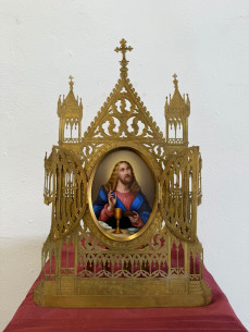 Relicario o Capilla portátil en bronce, estilo neogótico,
