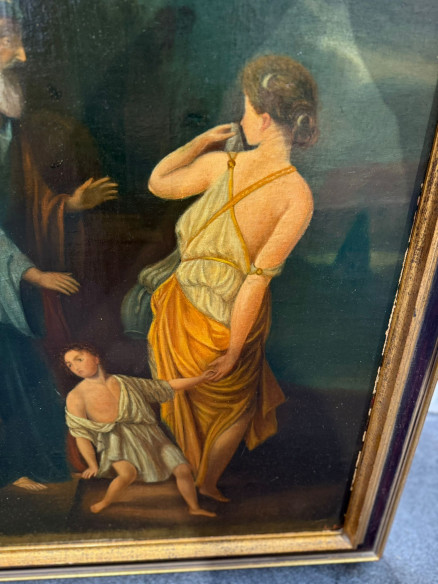 El repudio de Agar, pintado óleo sobre lienzo y pegado en tabla. (copia de Adriaan Van Der Werff).