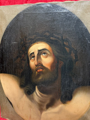 Cristo coronado de espinas, pintado óleo sobre...