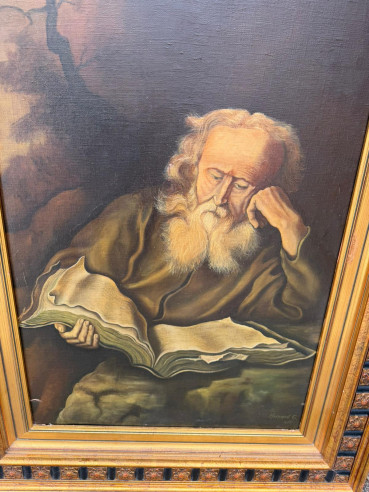 Cuadro religioso “El Ermitaño", pintado óleo...