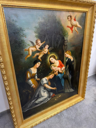 Virgen María con el niño Jesús, acompañados por...