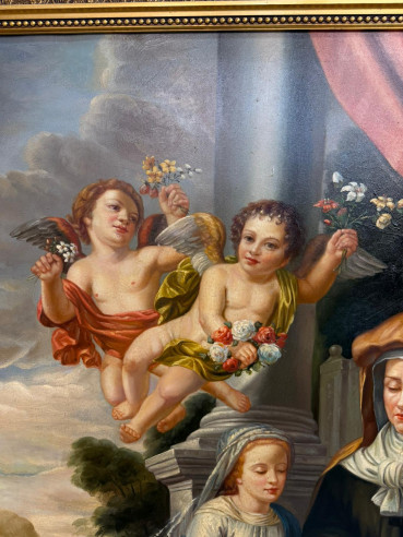 Santa Ana enseñando a leer a su hija la Virgen...