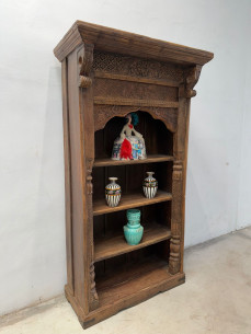 Librería colonial en madera de teka maciza, con tallas...