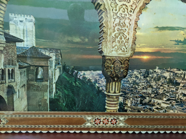 Cuadro vistas de Granada en marquetería