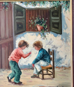 Cuadro pintura de niños 1988 2