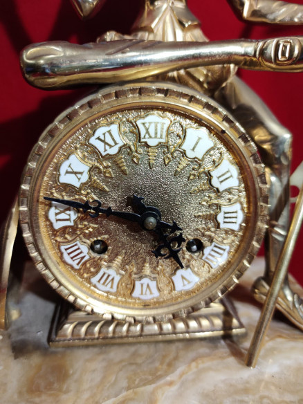 Reloj de bronce con guarnición Don Quijote y Sancho Panza