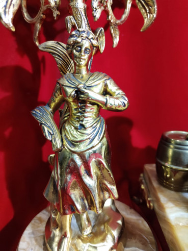 Reloj de bronce con guarnición Don Quijote y...