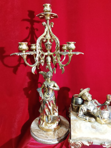 Reloj de bronce con guarnición Don Quijote y...