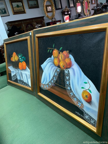 Pareja de bodegones pintados