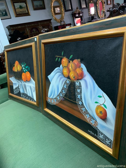 Pareja de bodegones pintados