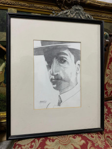 Retrato a carboncillo torero Manolete 50 aniversario de...