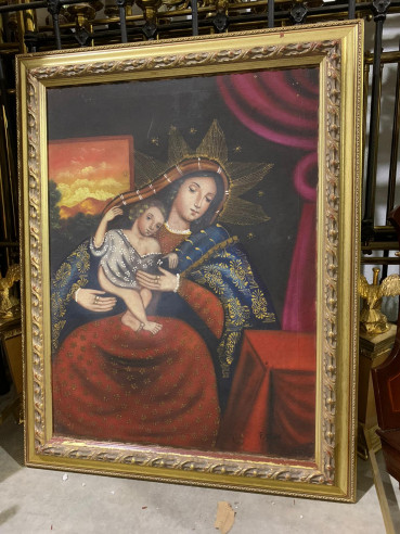 Pintura cuzqueña de virgen