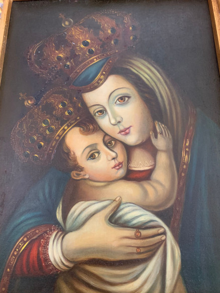 Virgen de Belén pintada sobre cobre (marco antiguo)