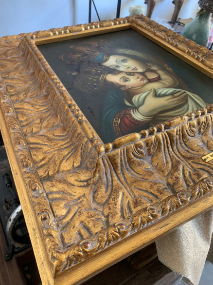 Virgen de Belén pintada sobre cobre (marco antiguo)