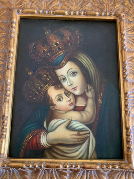 Virgen de Belén pintada sobre cobre (marco antiguo)