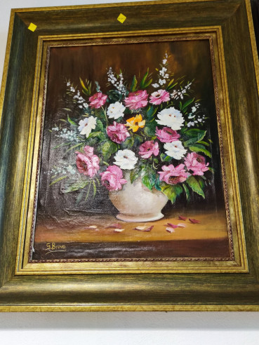 Pintura sobre lienzo de flores