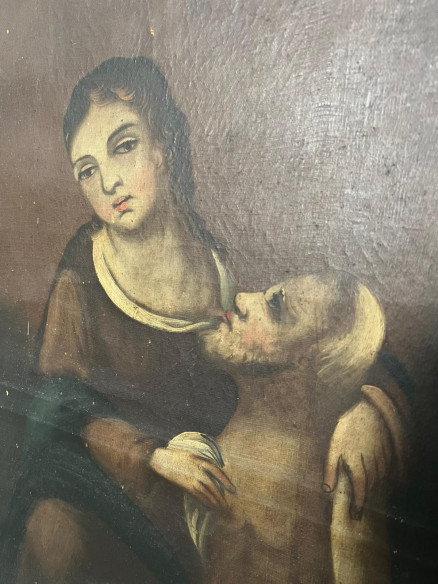 Alegoría o una santa dedicada a obras de misericordia.