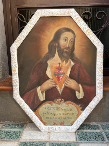 Corazón de Jesús óleo sobre cobre