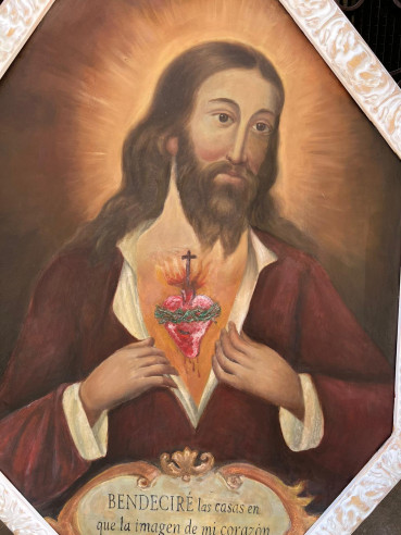 Corazón de Jesús óleo sobre cobre