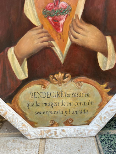 Corazón de Jesús óleo sobre cobre