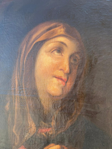 Antigua Dolorosa pintada sobre óleo