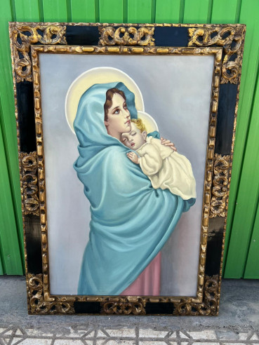 Antigua pintura Virgen con Niño con...